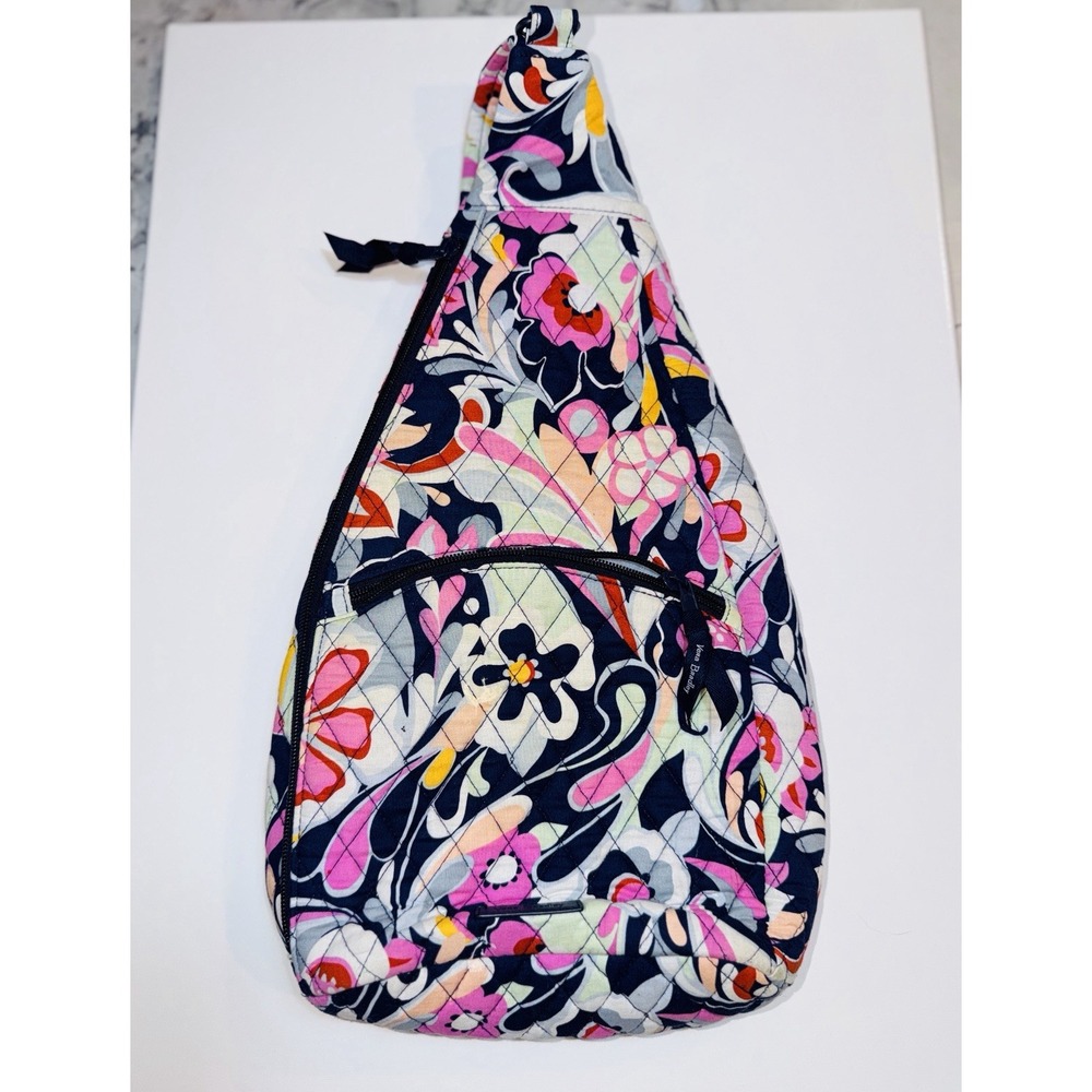 Vera Bradley Quilted Sling Backpack Crossbody Floral Shoulder Bag Retired Print